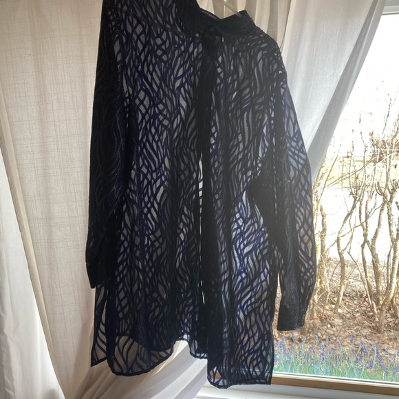 Blue and black ,button , long sleeve dress shirt.   2x - Picture 6 of 7